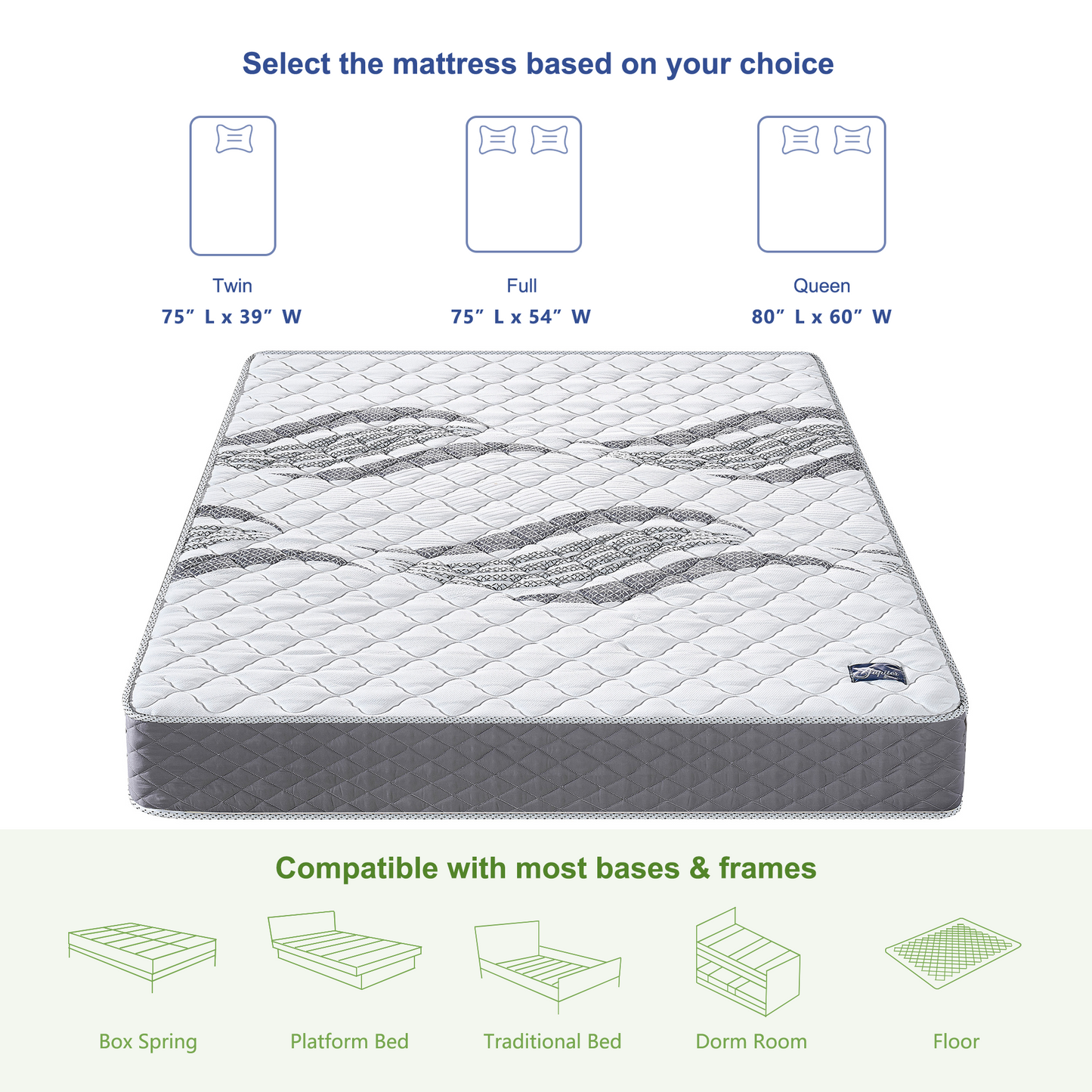 8-inch Tight Top Innerspring Mattress Made in USA  - Twin