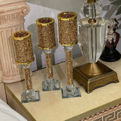 Ambrose Exquisite 3 Piece Candle Holder Set - Gold