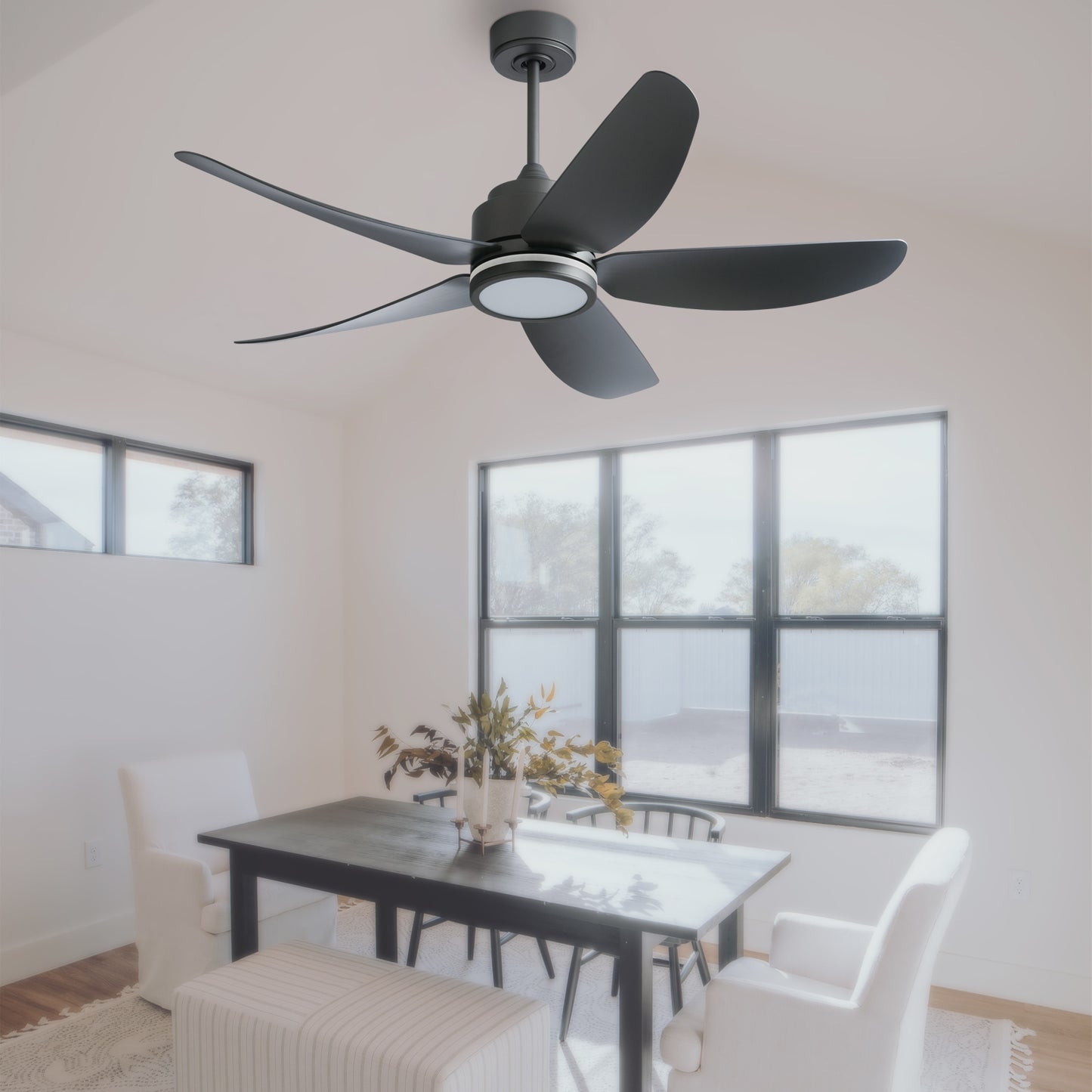 52 In Ceiling Fan Lighting with Coffee Silver ABS Blade, Remote Control