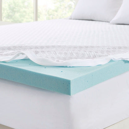 Hypoallergenic 3" Cooling Gel Memory Foam Mattress Topper With Removable Cooling Cover - White