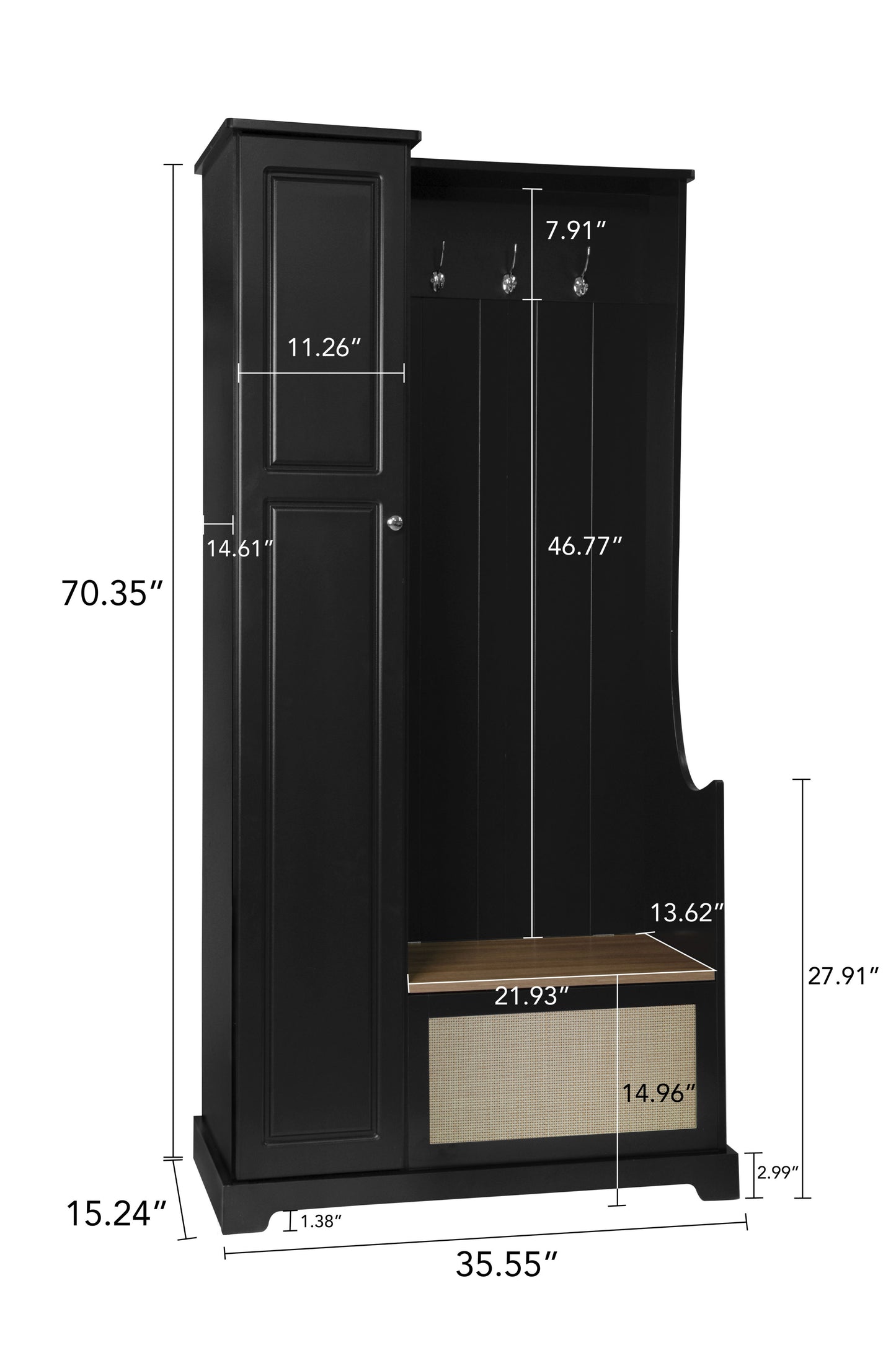 1 Door Closet, Suitable For Living Room, Entryway, Bedroom - Black