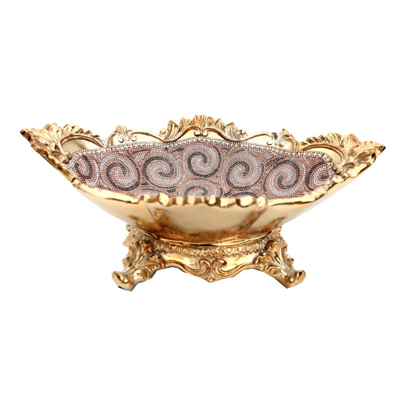 Ambrose Chrome Plated Crystal Embellished Ceramic Bowl - Gold