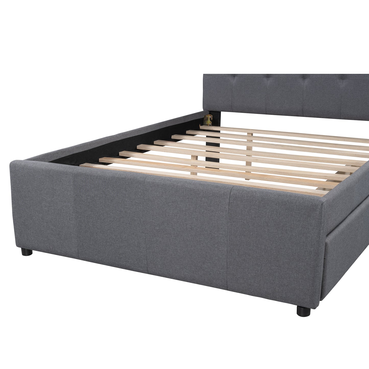 Linen Upholstered Platform Bed With Headboard and Two Drawers, Full(Old SKU: SM000505AAE)