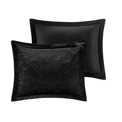 Felicia Velvet Duvet Cover Set - Black