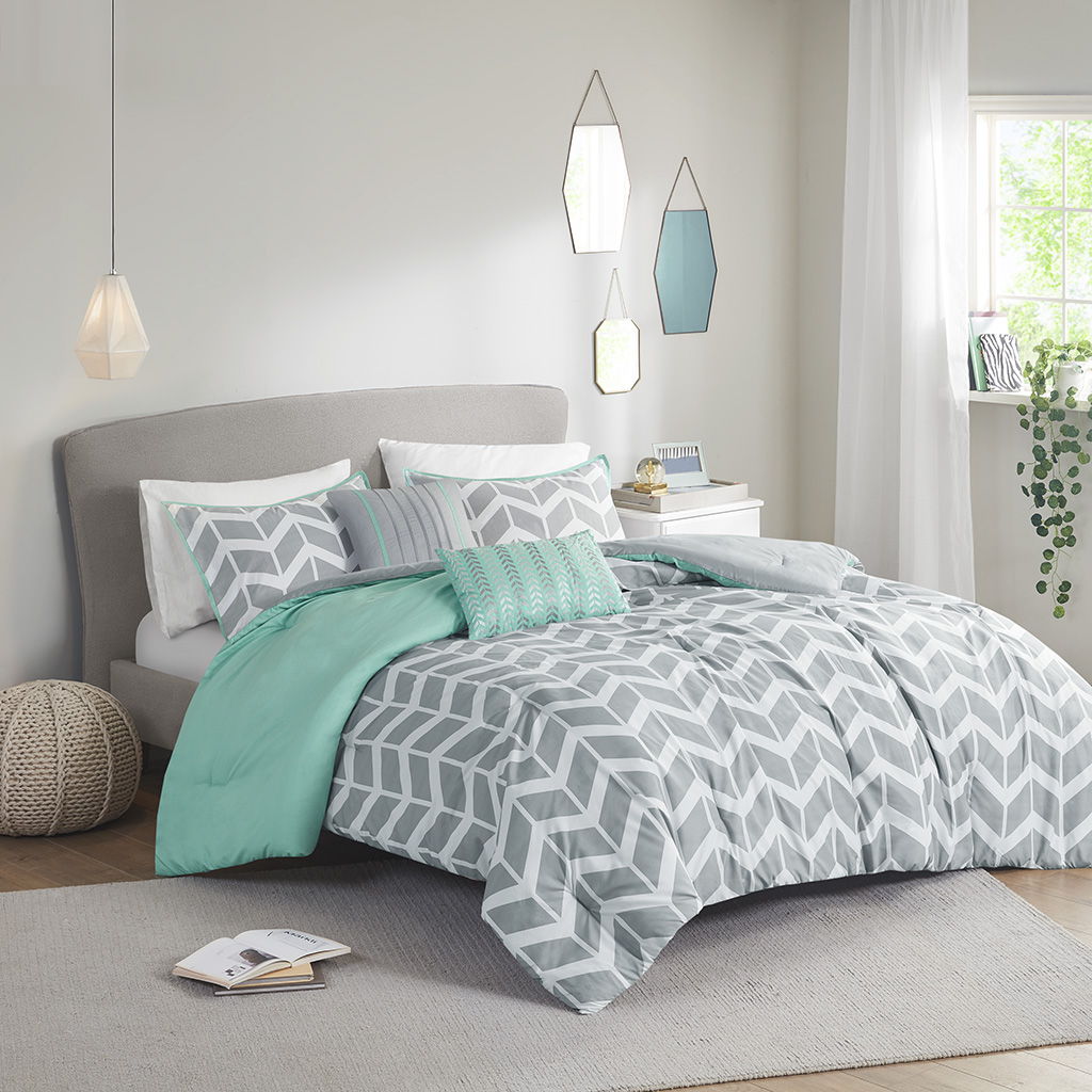 Nadia Twin Long Comforter Set - Aqua