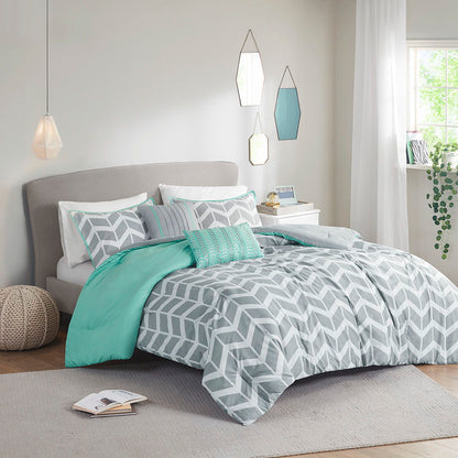 Nadia Twin Long Comforter Set - Aqua