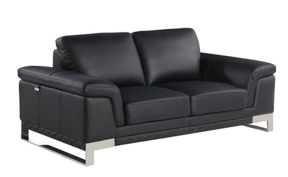 Love Seat Genuine Leather - Silver / Black