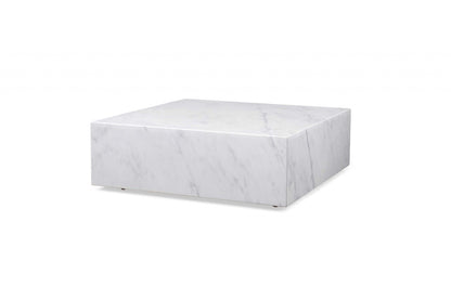 Genuine Marble And Brass Square Coffee Table - White