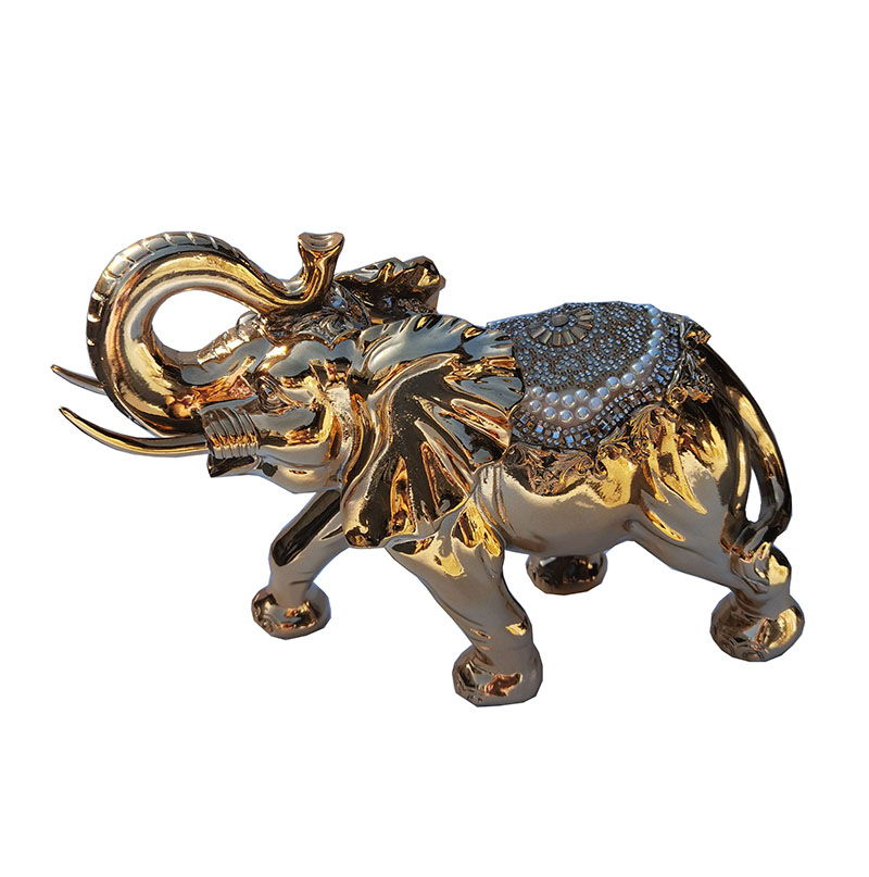 Ambrose Delightfully Extravagant Gold Plated Elephant With Embedded Crystal And Pearl Saddle (11. 5" X 5"W X 8. 5"H)