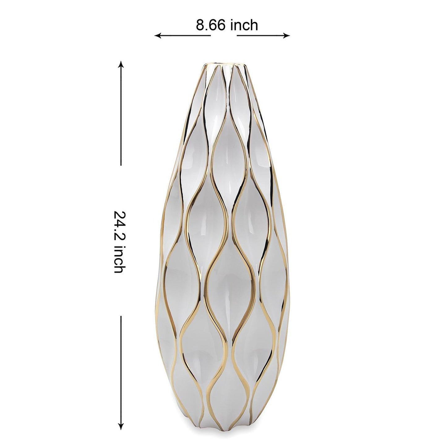 Elegant White Ceramic Vase With Gold Accents - Timeless Home Decor