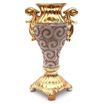 Ambrose Chrome Plated Crystal Embellished Ceramic Vase - Gold