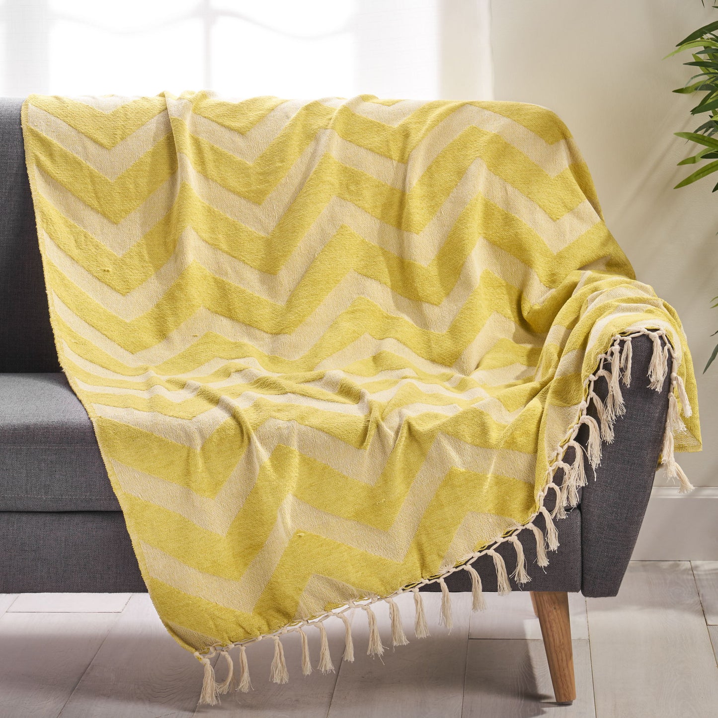 Handloom Cotton Chaneel Throw - Natural