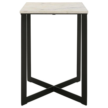 Tobin - Square Marble Top End Table - White And Black