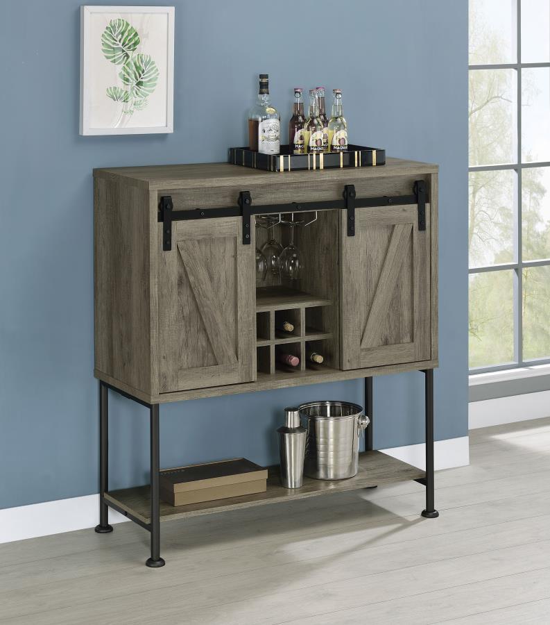 Claremont - Sliding Door Home Bar Wine Cabinet - Gray Driftwood