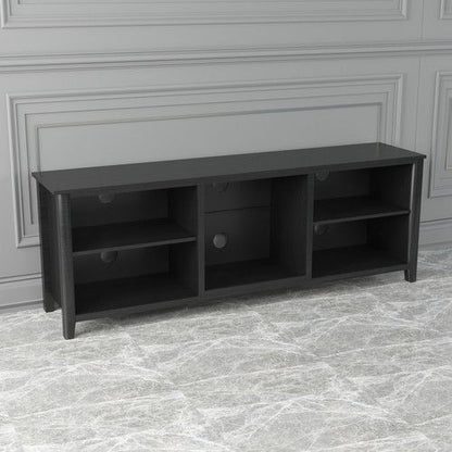 Open Shelving TV Stand With Bookcase - Black