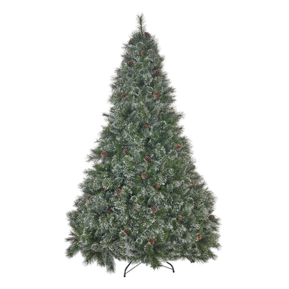 7' Faux Cashmere And Snow Bristle Mixed Tree With 75 Pine Cones And 1233 Tips