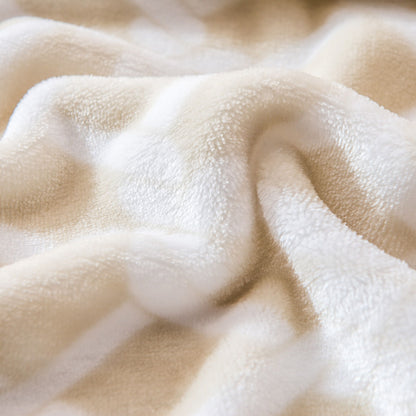 Plaid Flannel, Sherpa Throw Blanket - Ivory