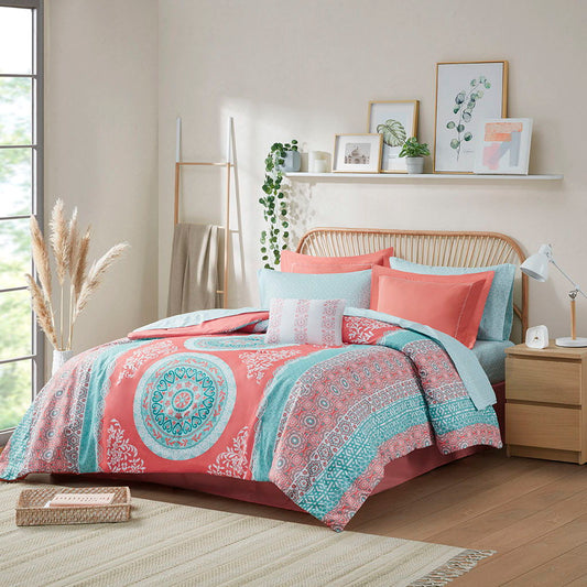 Loretta Twin Boho Comforter Set With Bed Sheets