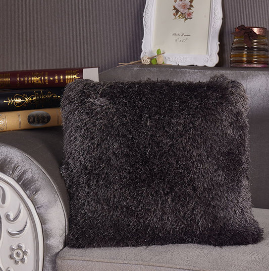 Decorative Shaggy Pillow (18 In X 18 In) - Gray