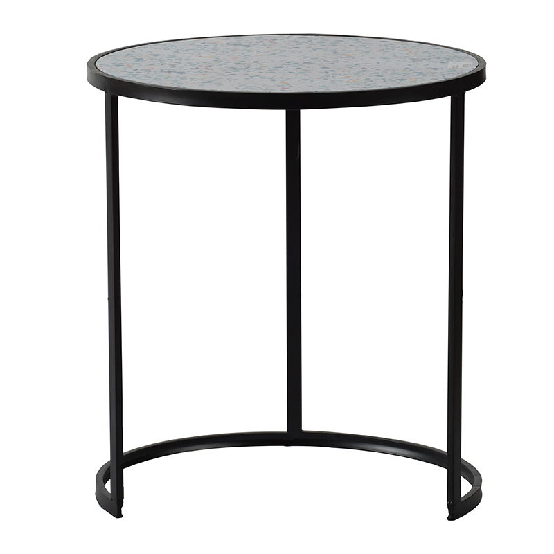 Round End Table, Stacking Side Tables With Sturdy Metal Frame For Small Space, Living Room, Office (Set of 2) - Black