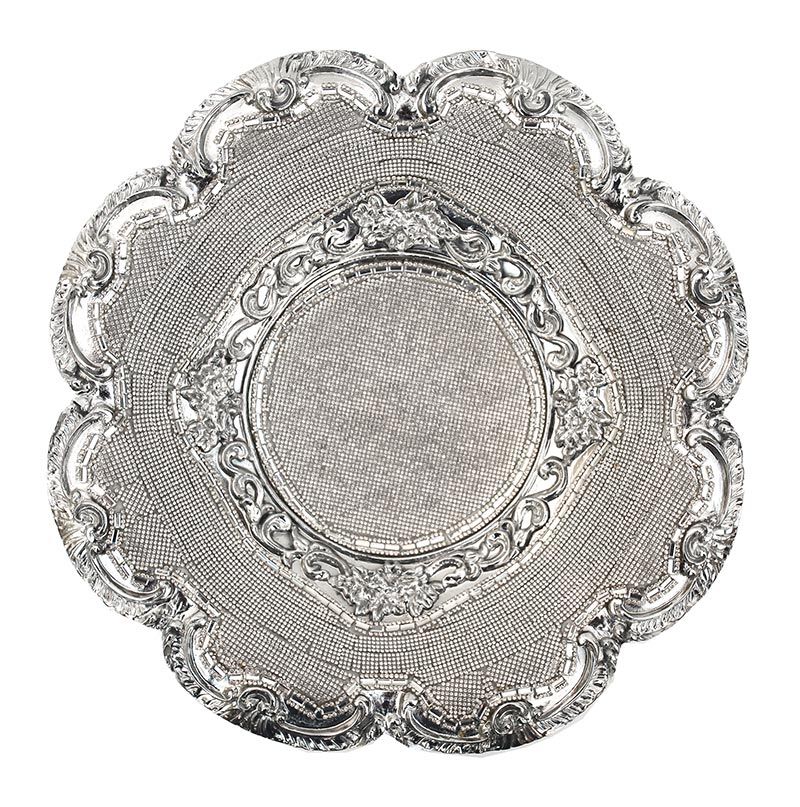 Ambrose Chrome Plated Crystal Embellished Ceramic Fruit Platter - Silver