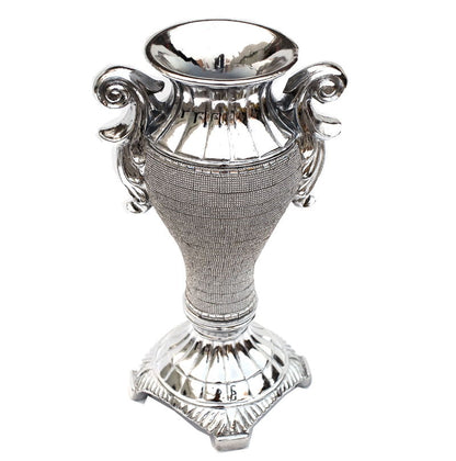 Ambrose Chrome Plated Crystal Embellished Ceramic Vase - Silver