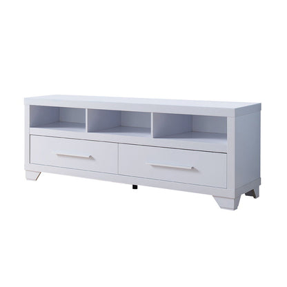 TV Stand, Home Entertainment Console With 2 Drawers, 3 Shelves - White