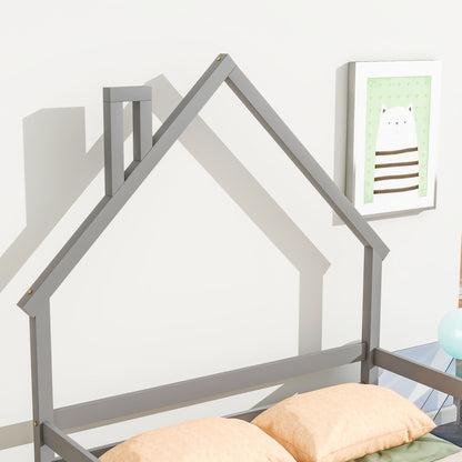 House-Shaped Headboard Bed With Handrails, Slats