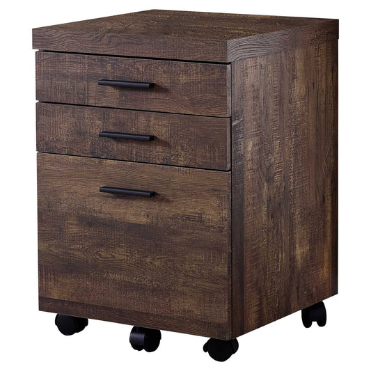 Particle Board And Filing Cabinet With 3 Drawers - Brown