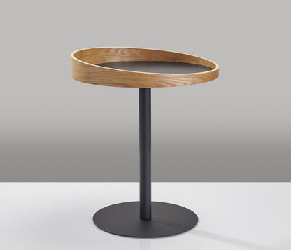 Solid Wood Round End Table - Black