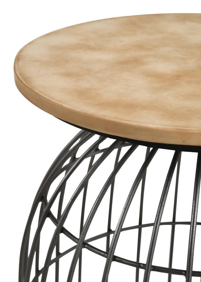 Bernardo - Round Wire Frame Side Table - Natural And Gunmetal