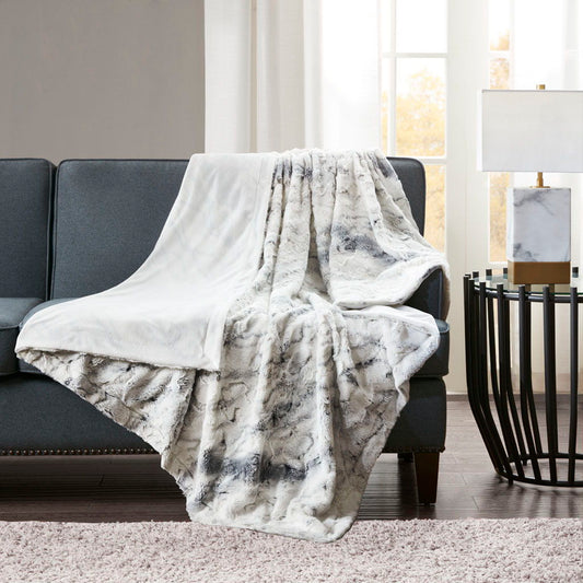 Oversized Faux Fur Throw In Grey