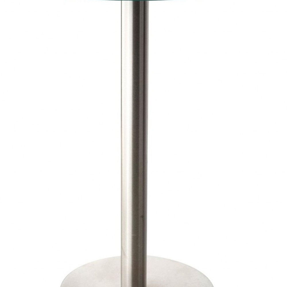 Glass Round End Table - Silver / Clear