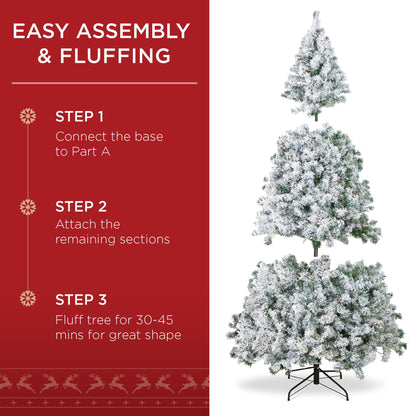 6Ft Snow Flocked Christmas Tree Artificial Hinged Christmas Tree