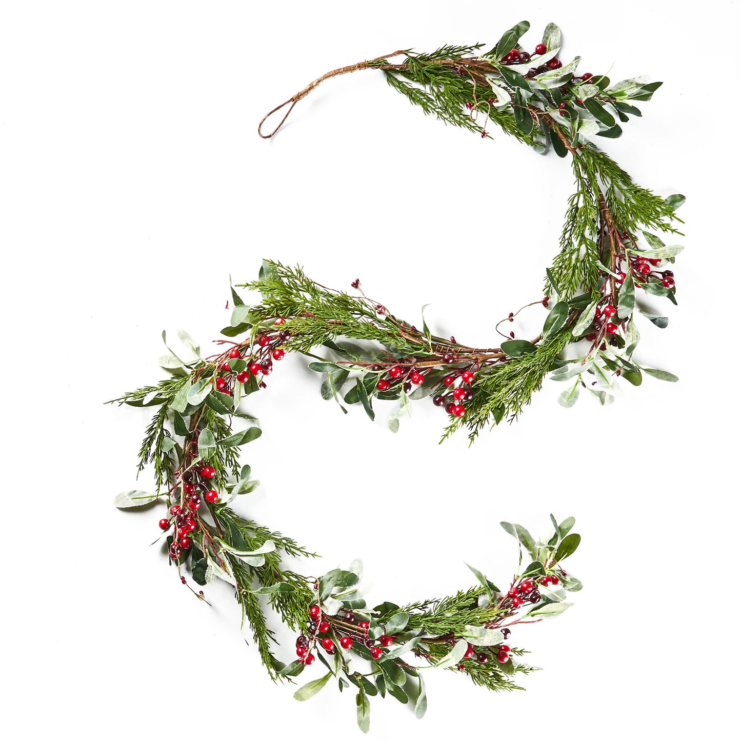 Olive Leaves Garland With Red Berry - Green