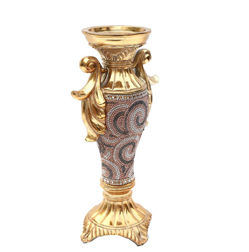 Ambrose, Chrome Plated Crystal Embellished Ceramic Vase - Gold