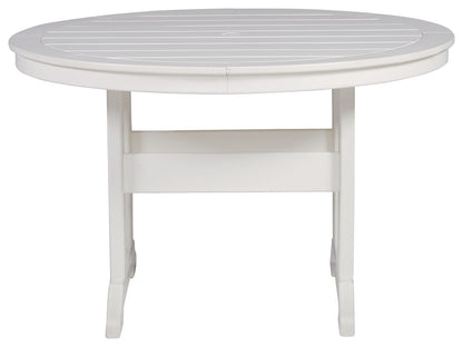 Crescent Luxe - White - Round Dining Table w/Umb OPT