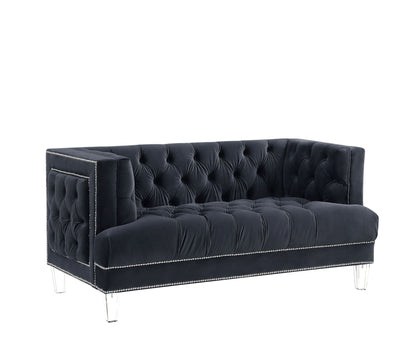 Velvet Loveseat - Charcoal / Silver