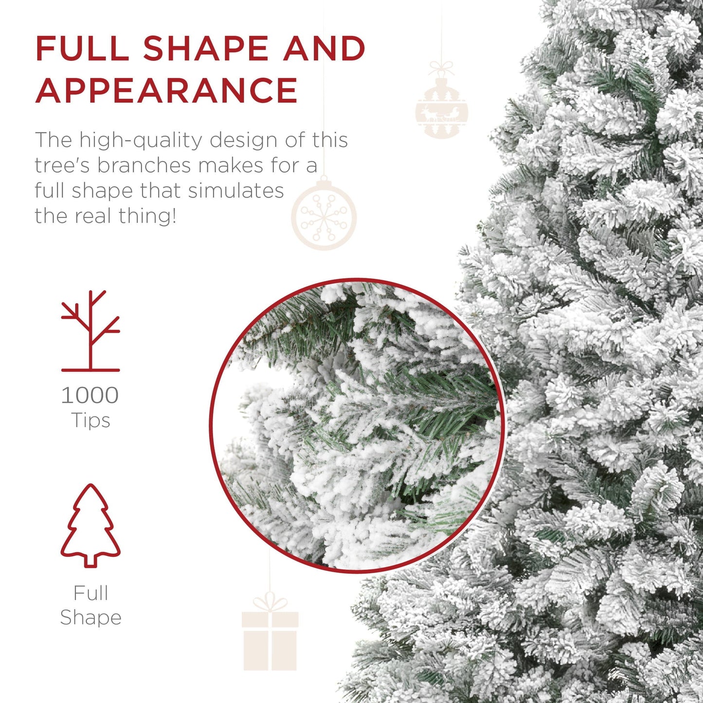 6Ft Snow Flocked Christmas Tree Artificial Hinged Christmas Tree