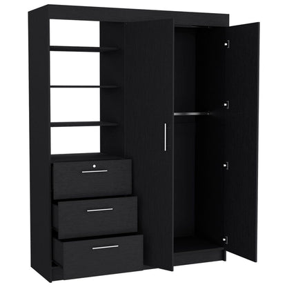 Wooden Three Drawer Dresser - Black