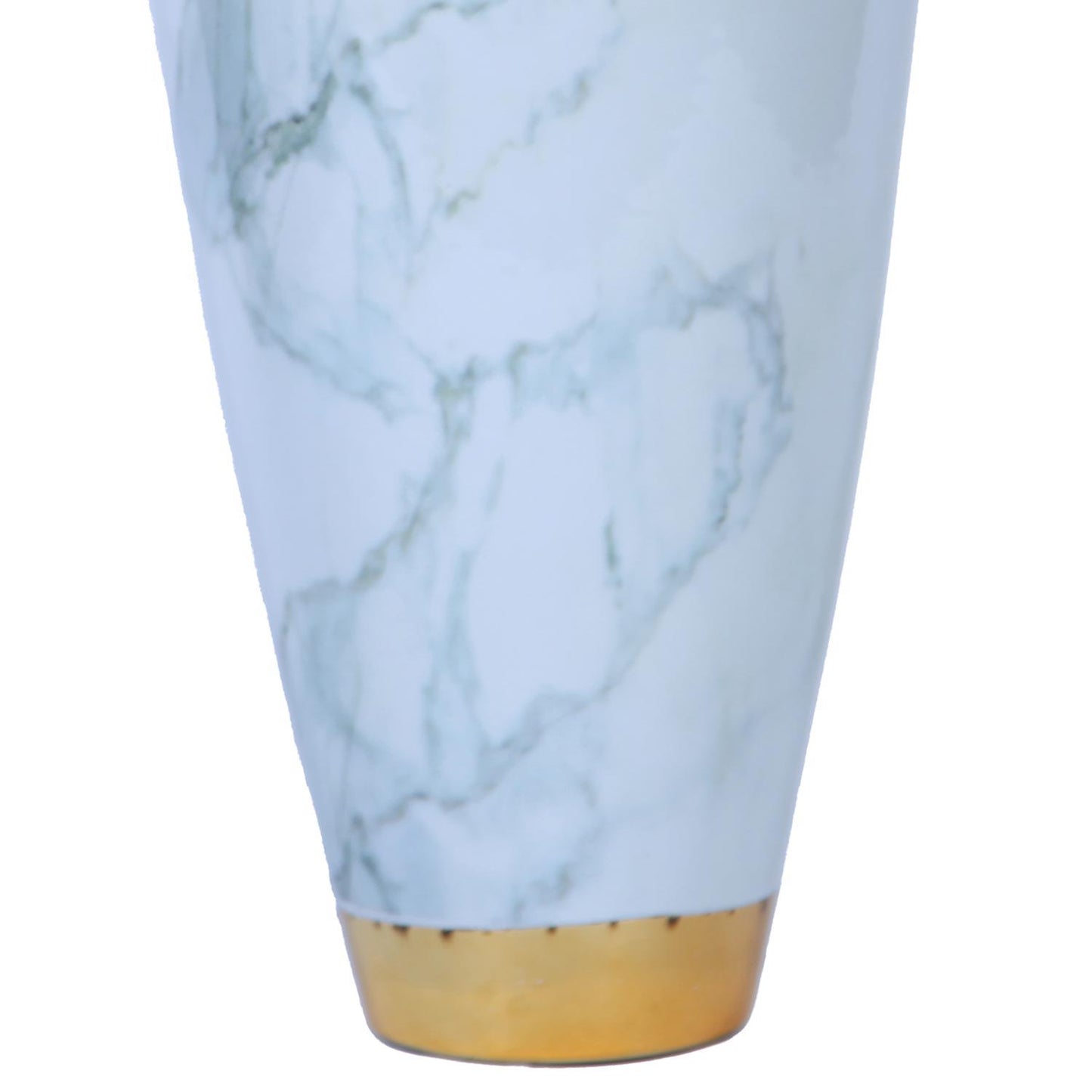 Elegant Celadon Marble Ceramic Vase With Gold Accents - Timeless Home Decor