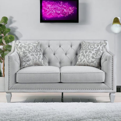 Loveseat And Toss Pillows - Light Gray / Off White