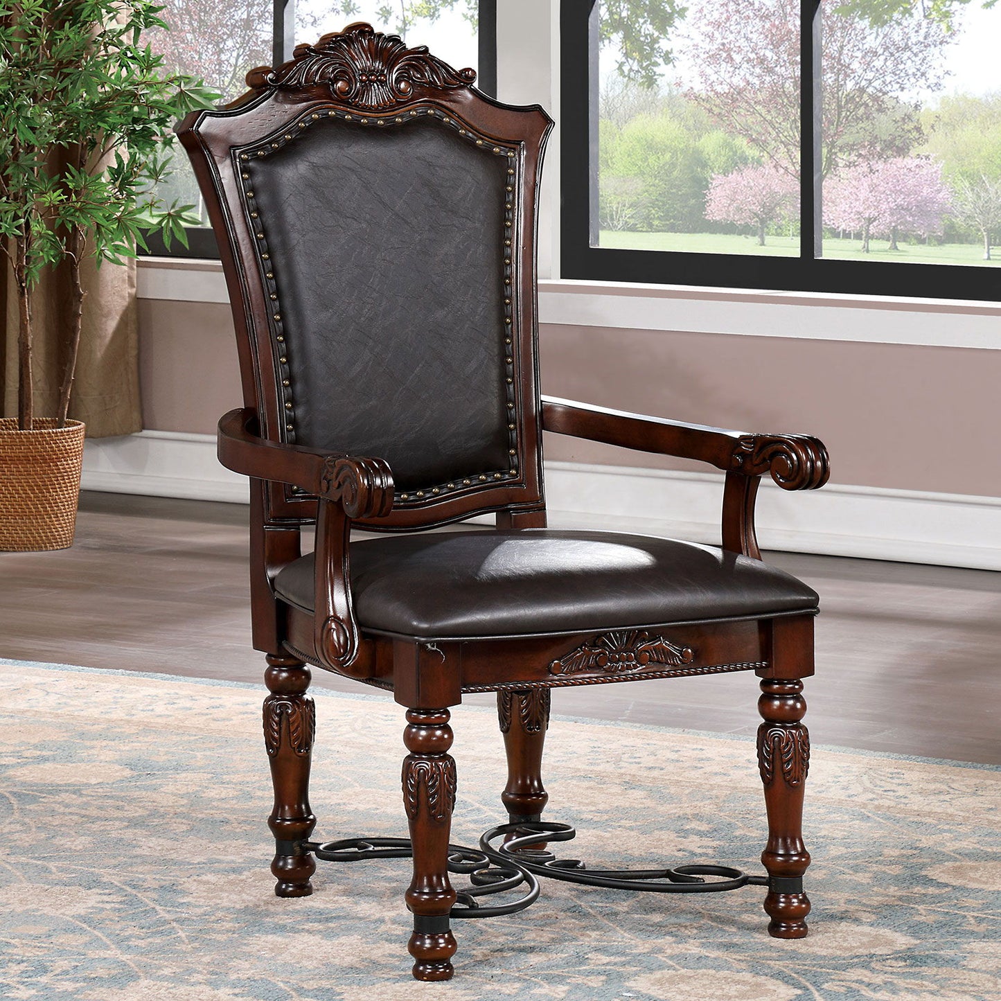 Picardy - Arm Chair (Set of 2) - Brown Cherry / Black