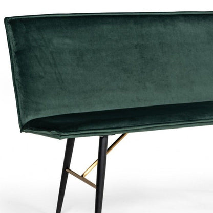 Upholstered Dining Bench - Green / Dark Brown