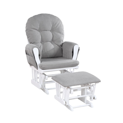 Mason - Glider And Ottoman White Wood