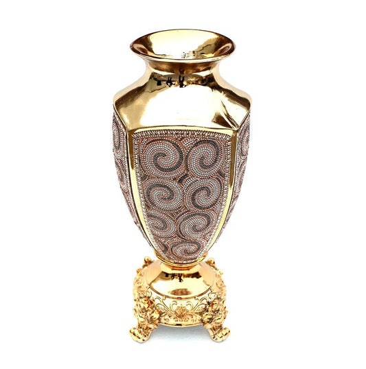 Ambrose - Chrome Plated Crystal Embellished Ceramic Vase - Gold