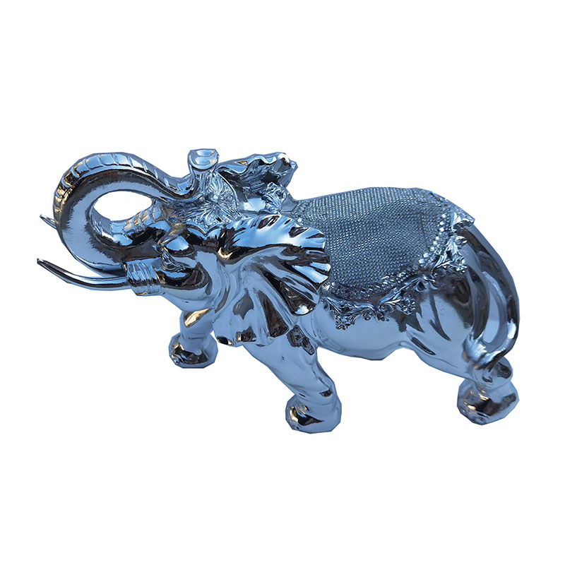 Ambrose Delightfully Extravagant Chrome Plated Elephant With Embedded Crystal Saddle (11. 5" X 5"W X 8. 5"H)