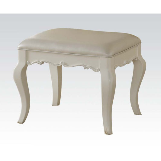 Edalene - Vanity Stool - PU & Pearl White