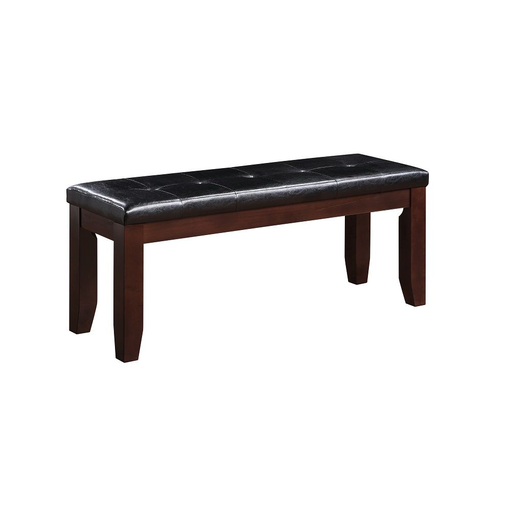 The Urbana dining bench helps replace chairs, giving your Decor a less cluttered look. Its wide frame is built using tough wood solids and features stretcher bars to help support the tapered block legs.