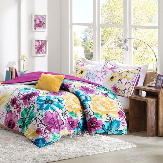 Floral Comforter Set, Blue